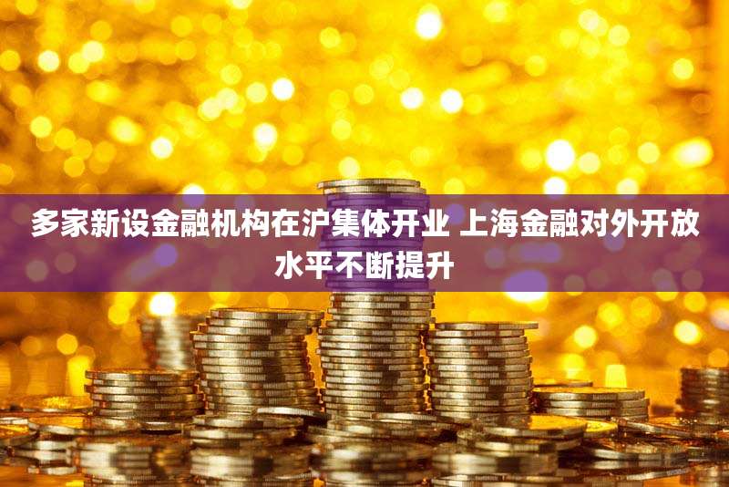 多家新设金融机构在沪集体开业 上海金融对外开放水平不断提升
